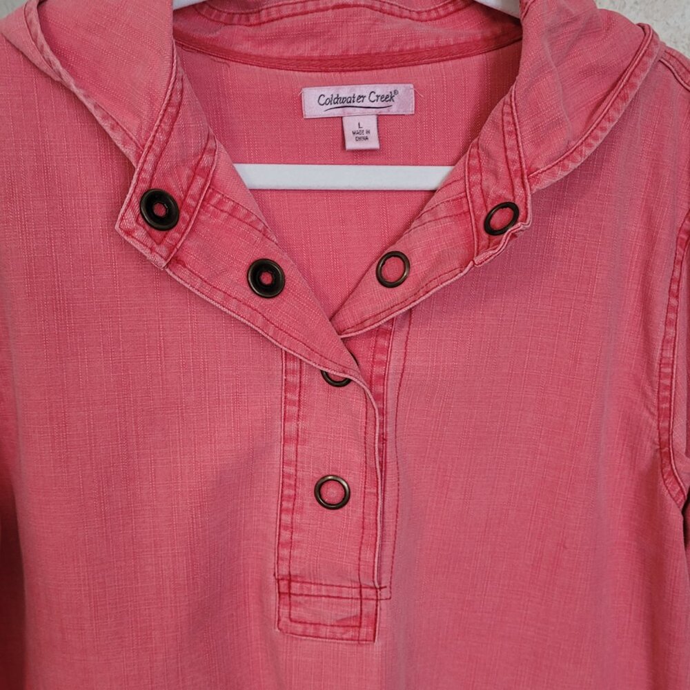 Pink Pullover Shirt Hoodie Coldwater Creek Size Large